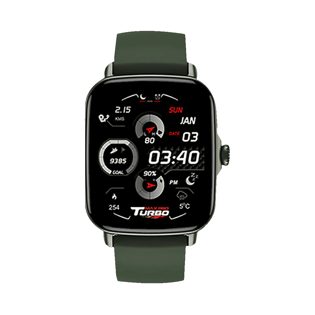maxima Max Pro Turbo Smartwatch with Bluetooth Calling (42.9mm IPS HD Display, IP67 Water Resistant, Army Green Strap) maxima Max Pro Turbo Smartwatch with Bluetooth Calling (42.9mm IPS HD Display, IP67 Water Resistant, Army Green Strap)_1
