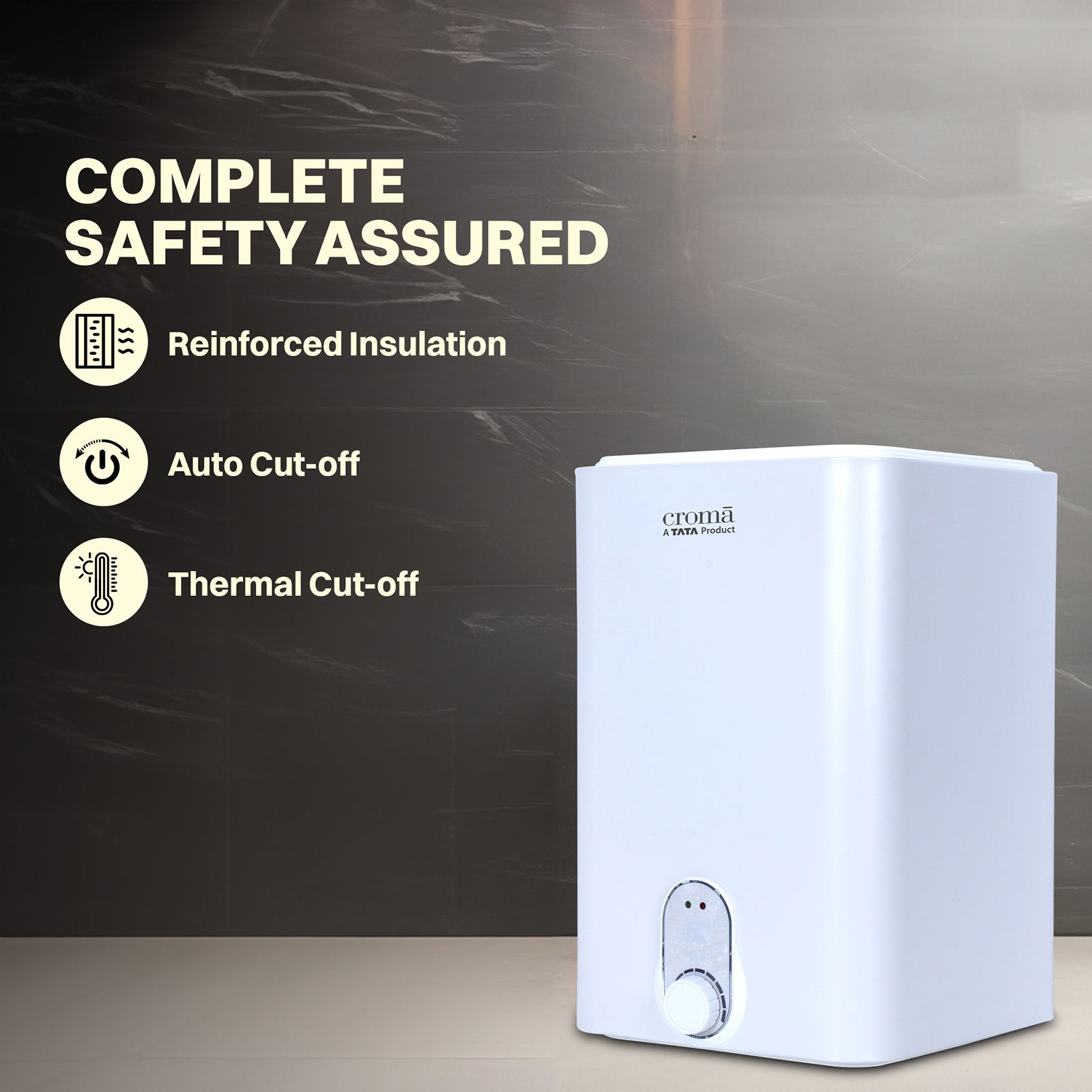 Croma 15 Litres 5 Star Vertical Storage Water Geyser with Copper Heating Element (White) Croma 15 Litres 5 Star Vertical Storage Water Geyser with Copper Heating Element (White)_14