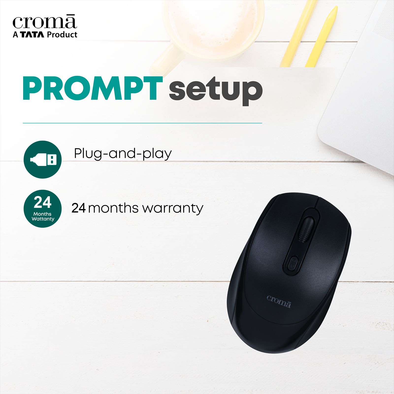 Croma 2.4 GHz Wireless Optical Mouse (Variable DPI Up to 1600, Compact & Lightweight Design, Black) Croma 2.4 GHz Wireless Optical Mouse (Variable DPI Up to 1600, Compact & Lightweight Design, Black)_13