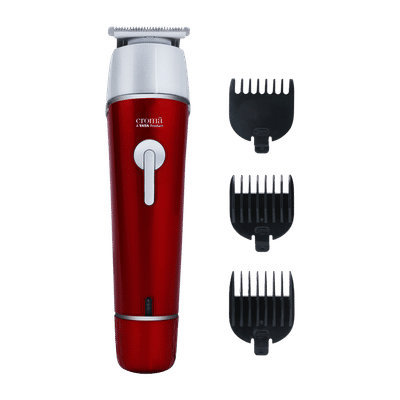 Croma 4 in 1 Cordless Wet & Dry Trimmer for Beard and Hair for Men (120mins Runtime, Water Resistant, Red)