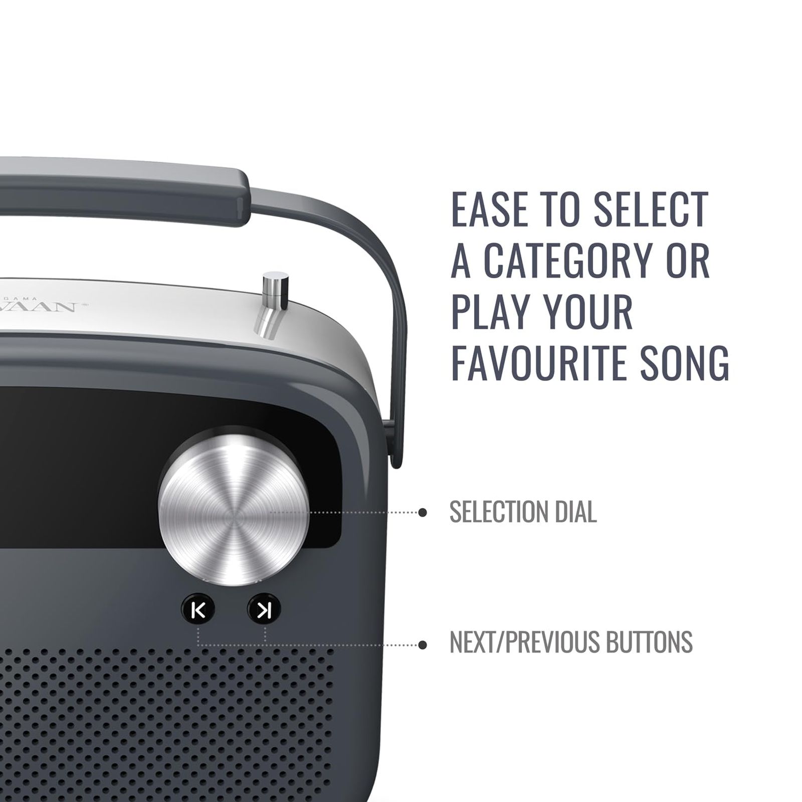 SAREGAMA Carvaan Lite 20 Watts Portable Bluetooth Speaker (5 Hours Playtime, SCL 190, Graphite Grey)_6