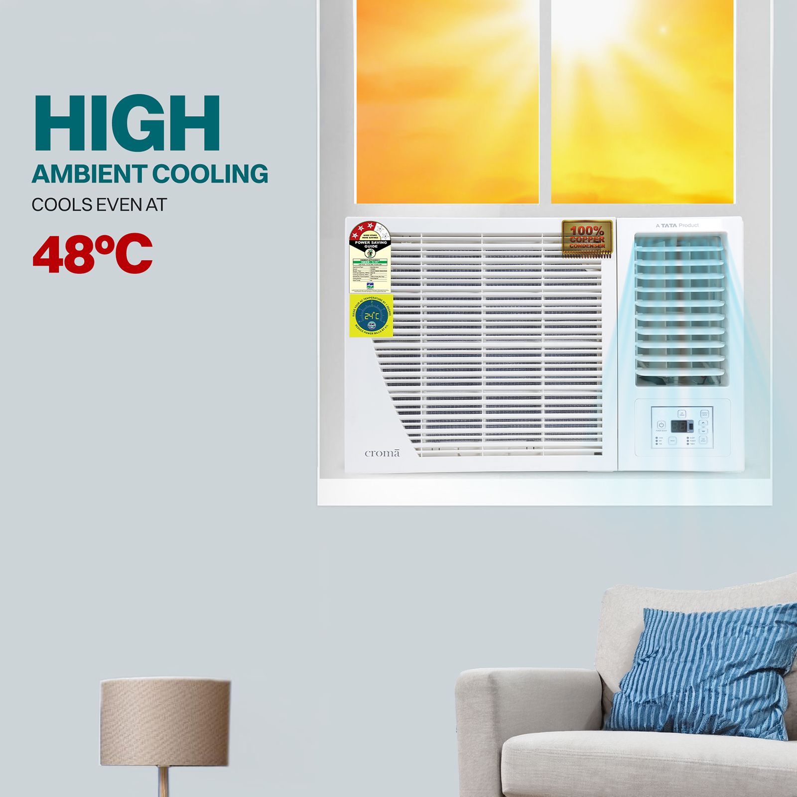 Croma 1.5 Ton 3 Star Fixed Speed Window AC (Copper Condenser, Dust Filter, CRLA018WAD199403) Croma 1.5 Ton 3 Star Fixed Speed Window AC (Copper Condenser, Dust Filter, CRLA018WAD199403)_12