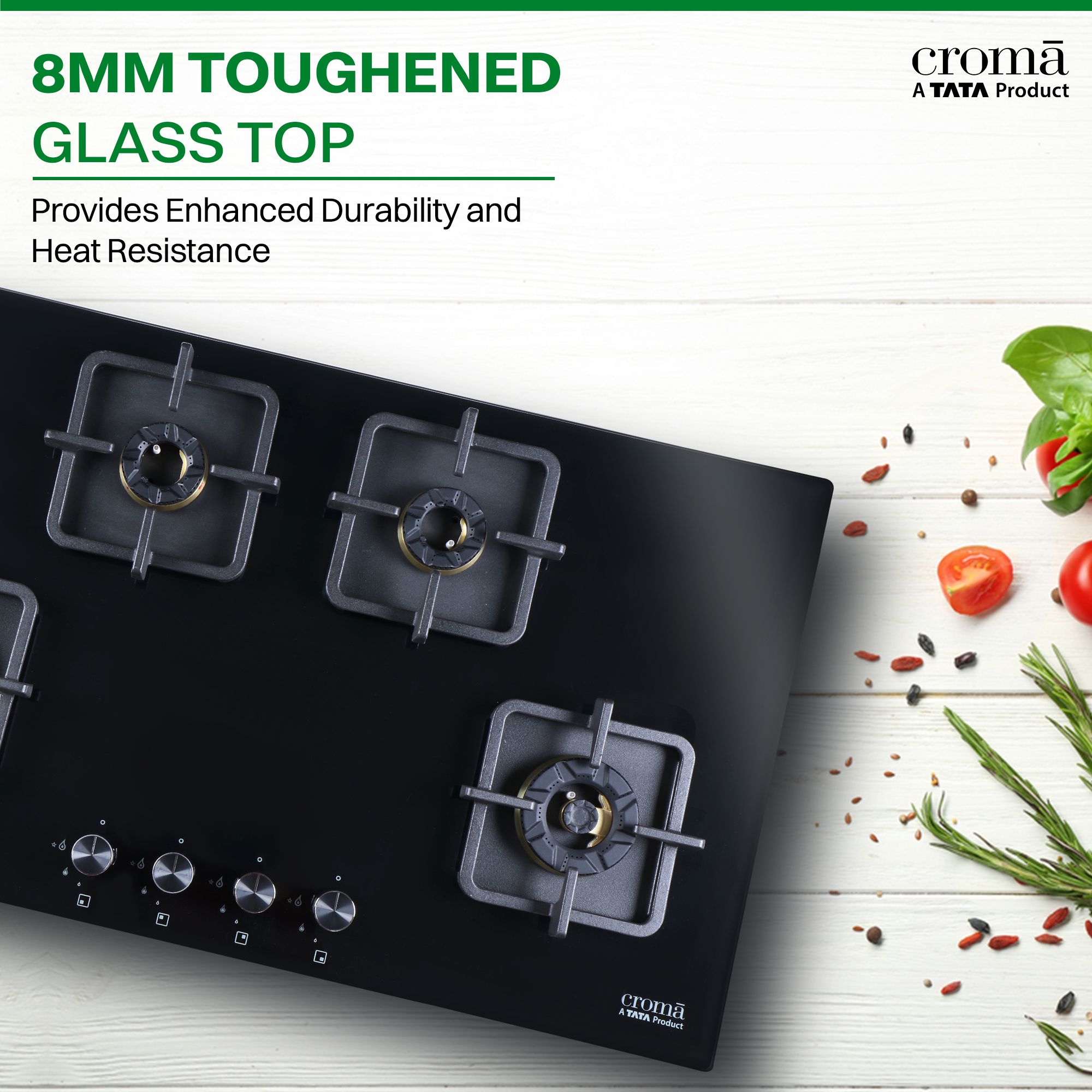 Croma AG1510 Toughened Glass Top 4 Burner Automatic Hob (Black Enamel Coated Drip Tray, Black)_12