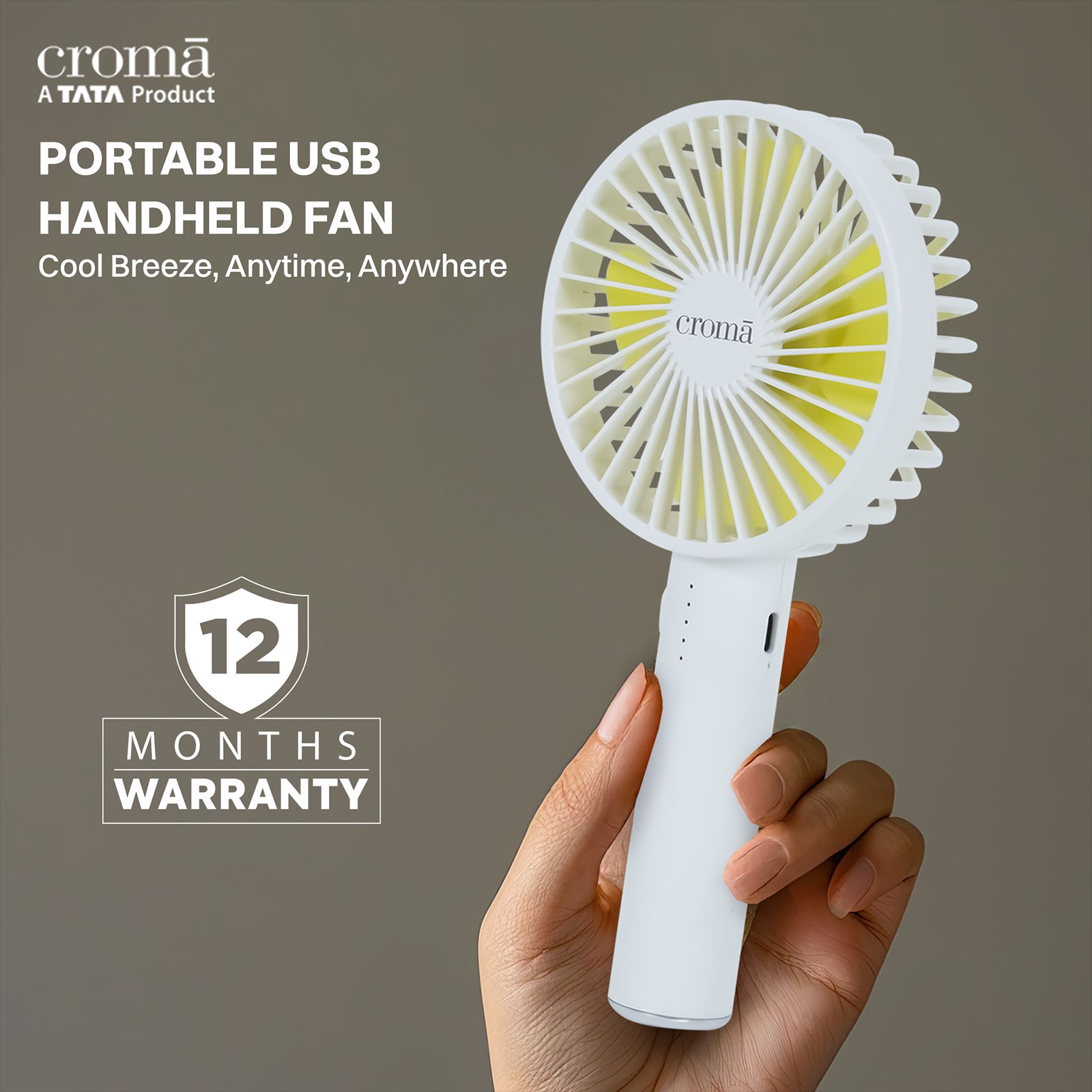 Croma 4 Blade Rechargeable Personal Fan with 2000 mAh Battery (BLDC Copper Motor, White) Croma 4 Blade Rechargeable Personal Fan with 2000 mAh Battery (BLDC Copper Motor, White)_11