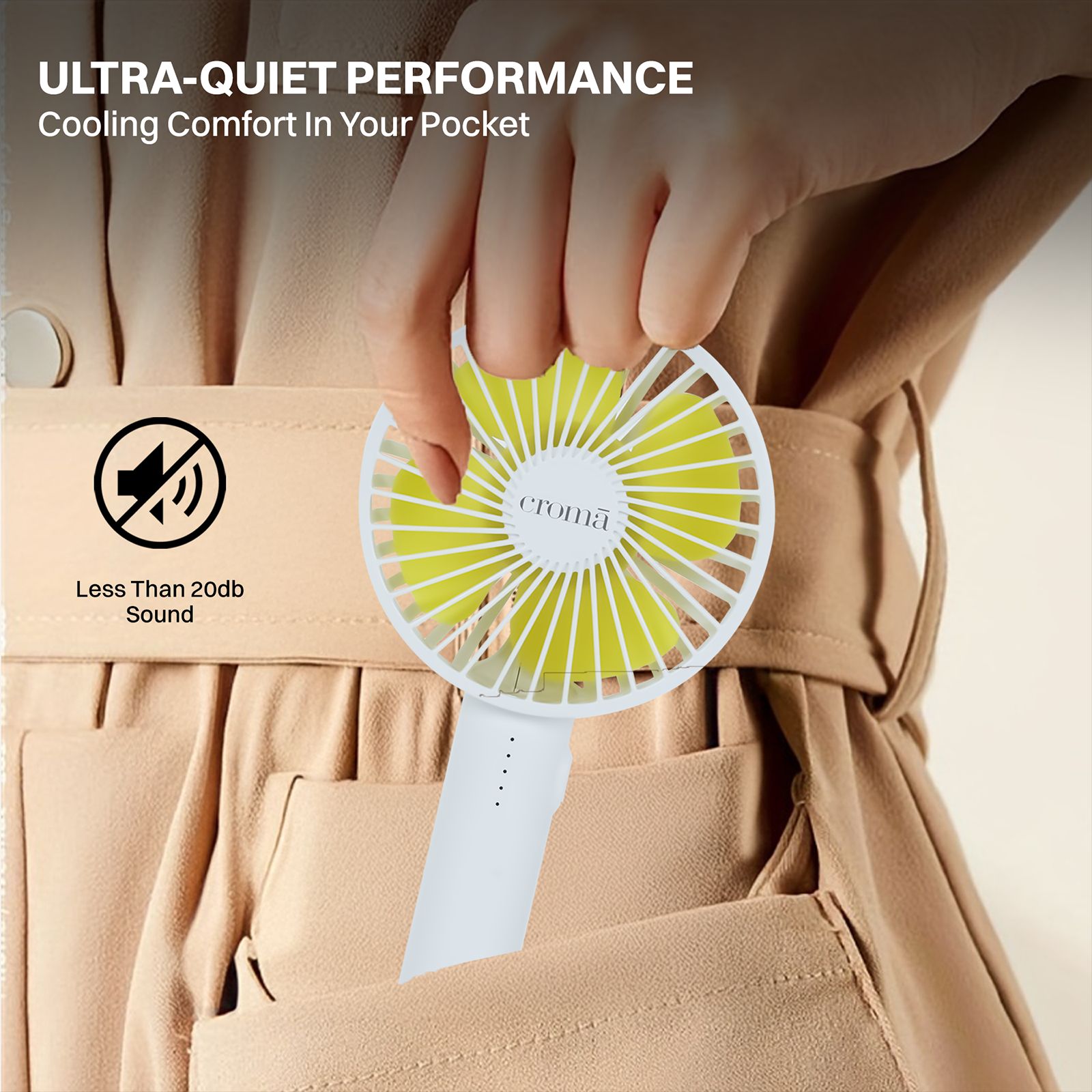 Croma 4 Blade Rechargeable Personal Fan with 2000 mAh Battery (BLDC Copper Motor, White) Croma 4 Blade Rechargeable Personal Fan with 2000 mAh Battery (BLDC Copper Motor, White)_13