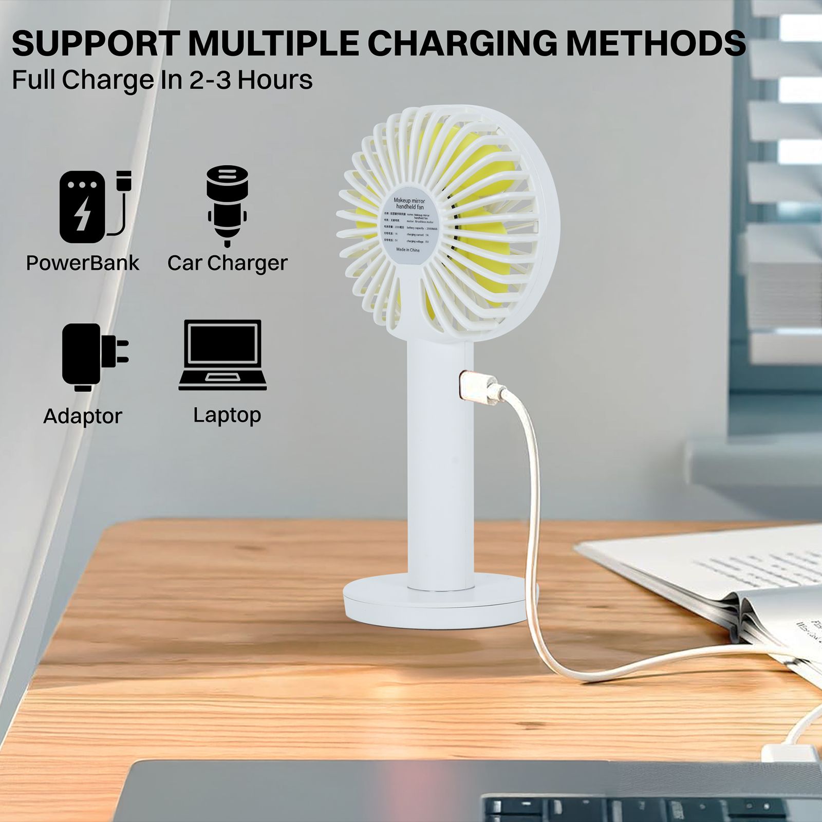 Croma 4 Blade Rechargeable Personal Fan with 2000 mAh Battery (BLDC Copper Motor, White) Croma 4 Blade Rechargeable Personal Fan with 2000 mAh Battery (BLDC Copper Motor, White)_15