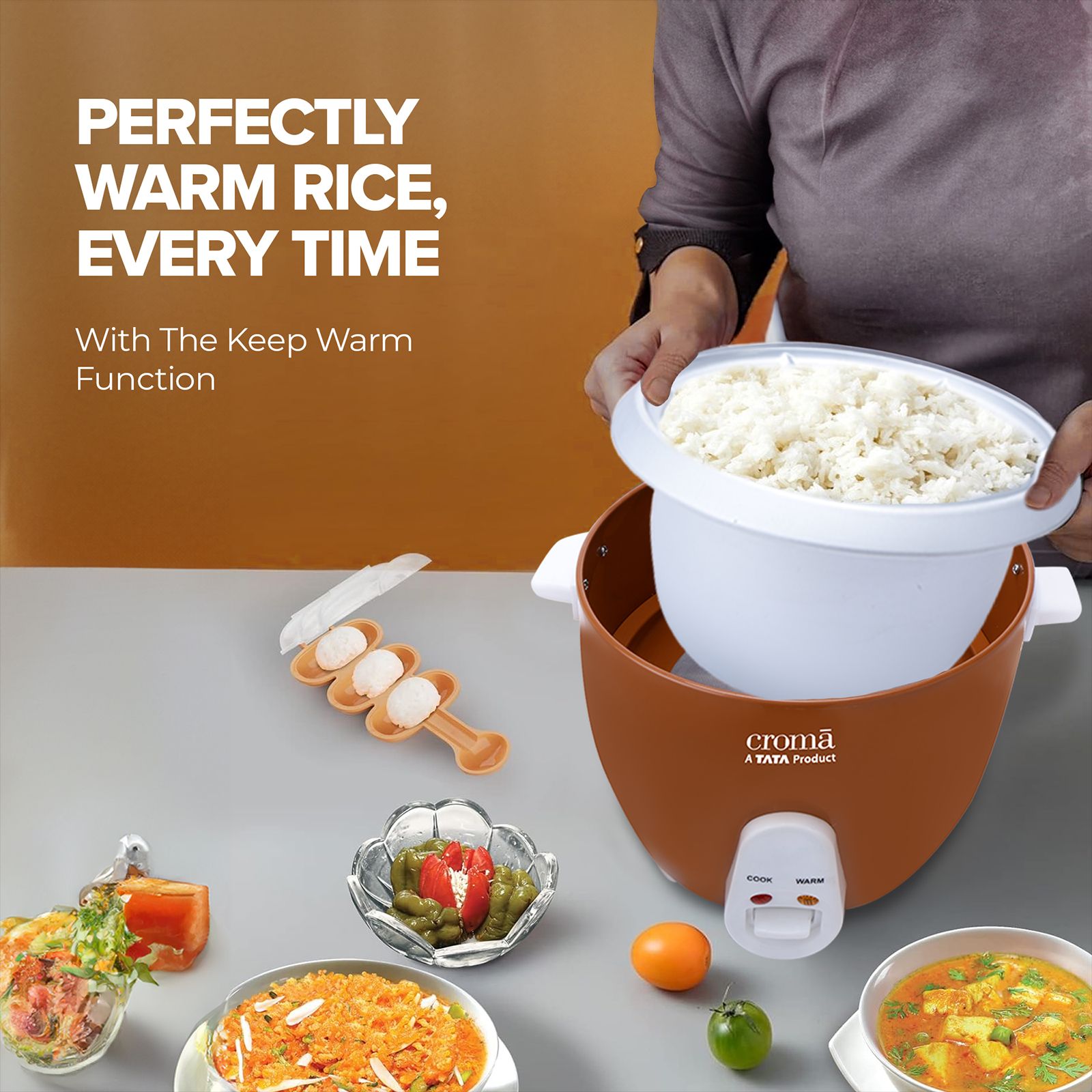 Croma 1.8 Litre Electric Rice Cooker & Steamer with Keep Warm Function (Brown) Croma 1.8 Litre Electric Rice Cooker & Steamer with Keep Warm Function (Brown)_12