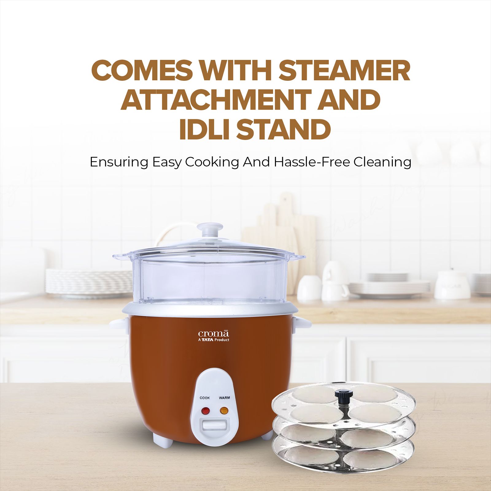 Croma 1.8 Litre Electric Rice Cooker & Steamer with Keep Warm Function (Brown) Croma 1.8 Litre Electric Rice Cooker & Steamer with Keep Warm Function (Brown)_16
