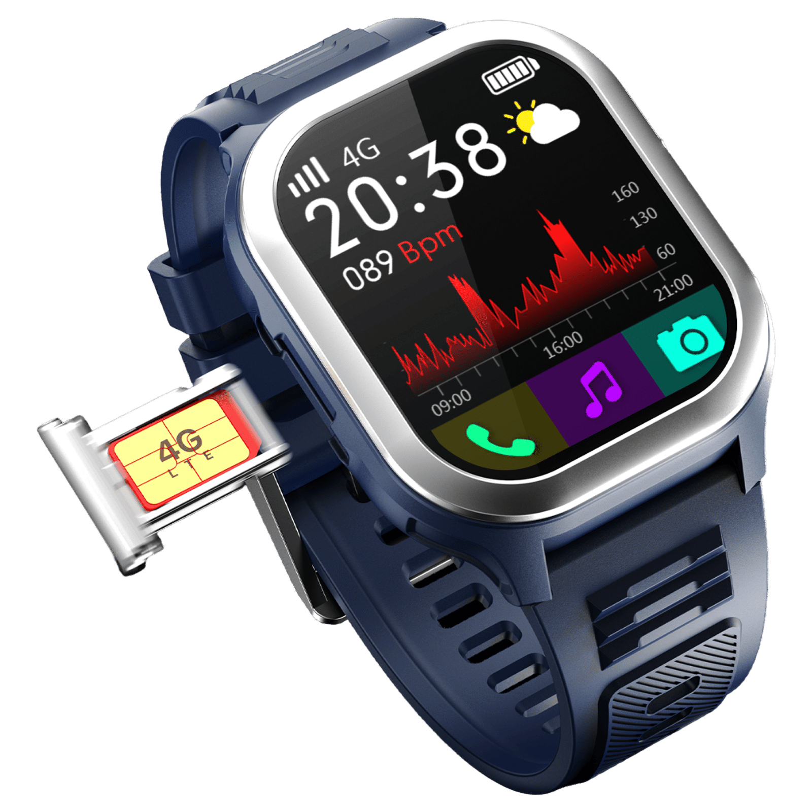 FIRE-BOLTT 4G Pro Bluetooth+4G SIM Android OS Wristphone (51.3mm HD Display, In-built GPS, Blue Strap) FIRE-BOLTT 4G Pro Bluetooth+4G SIM Android OS Wristphone (51.3mm HD Display, In-built GPS, Blue Strap)_1