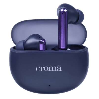 Croma TWS Earbuds with Environmental Noise Cancellation (IPX4 Water Resistant, Quad Mic, Blue)