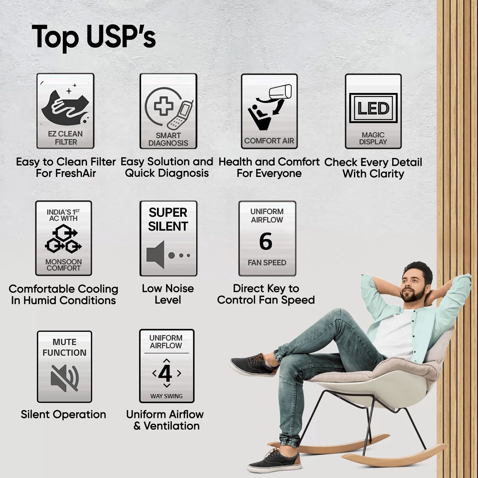 LG 6 in 1 Convertible 2 Ton 3 Star Dual Inverter Split AC with 4 Way Swing (2025 Model, Copper Condenser, US-Q24ENXE.ANLG)_11