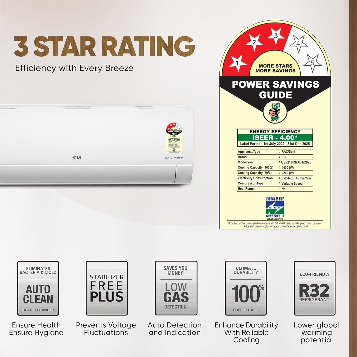 LG 6 in 1 Convertible 1.5 Ton 3 Star Dual Inverter Split AC with 6 Step Fan Speed (2025 Model, Copper Condenser, US-Q18RNXE.AMLG) LG 6 in 1 Convertible 1.5 Ton 3 Star Dual Inverter Split AC with 6 Step Fan Speed (2025 Model, Copper Condenser, US-Q18RNXE.AMLG)_6