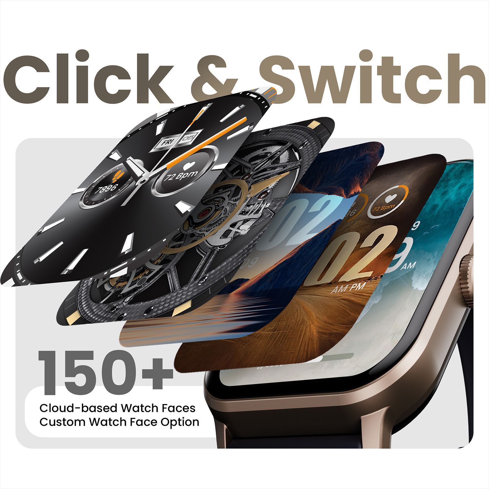 GOBOULT Drift + Bluetooth Calling Android OS Smartwatch (46.99mm HD Display, Heart Rate Sensor, Jet Black Strap)_7