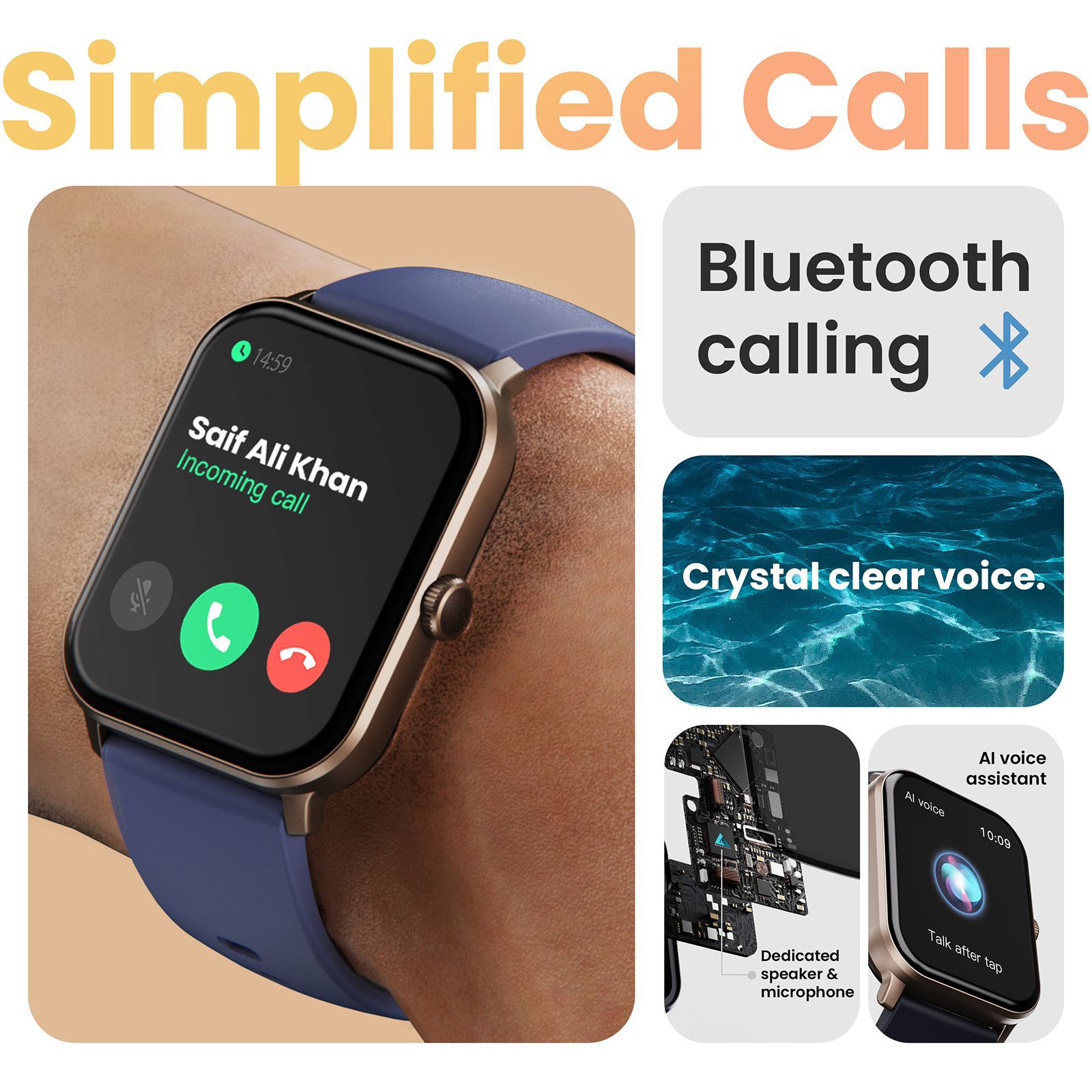 GOBOULT Drift + Bluetooth Calling Android OS Smartwatch (46.99mm HD Display, Heart Rate Sensor, Jet Black Strap)_4