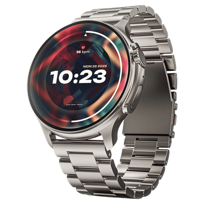 GOBOULT Crown R Pro Bluetooth Calling Android OS Smartwatch (36.3mm Super AMOLED Display, Working Crown, Silver Strap)