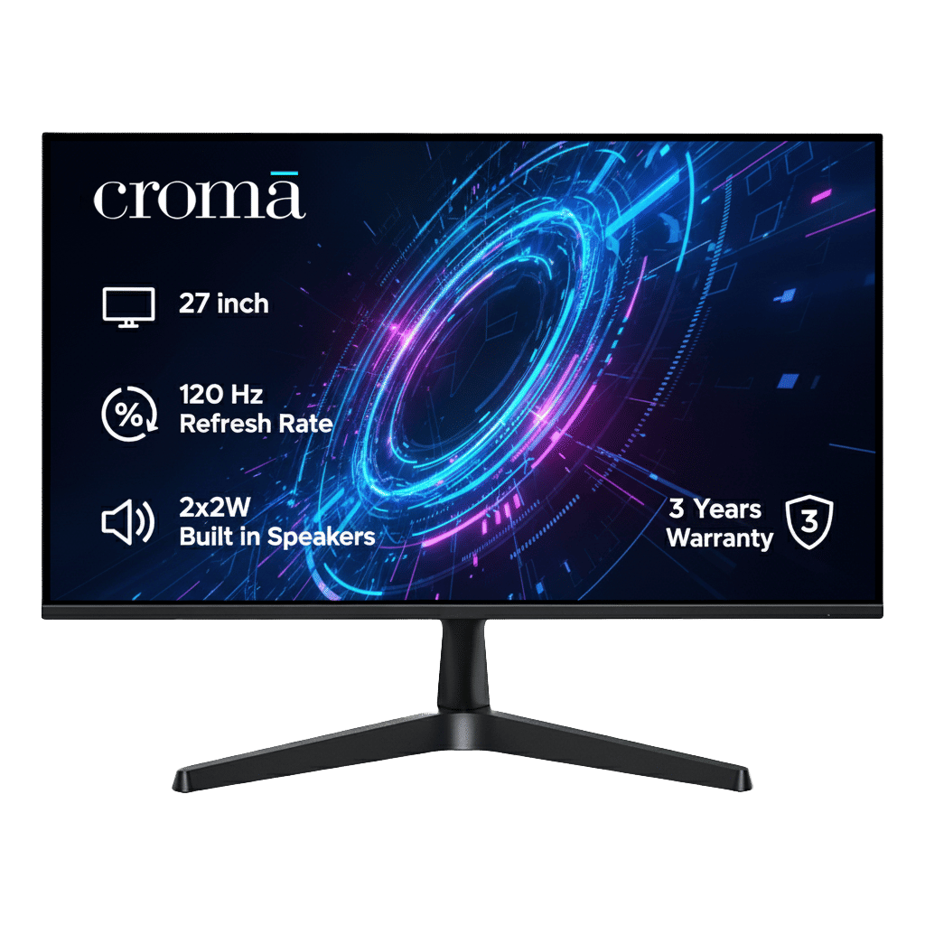 Croma F Series 68.58 cm (27 inch) Full HD IPS Panel Bezel-Less Monitor with 4W Built-in Speaker_1