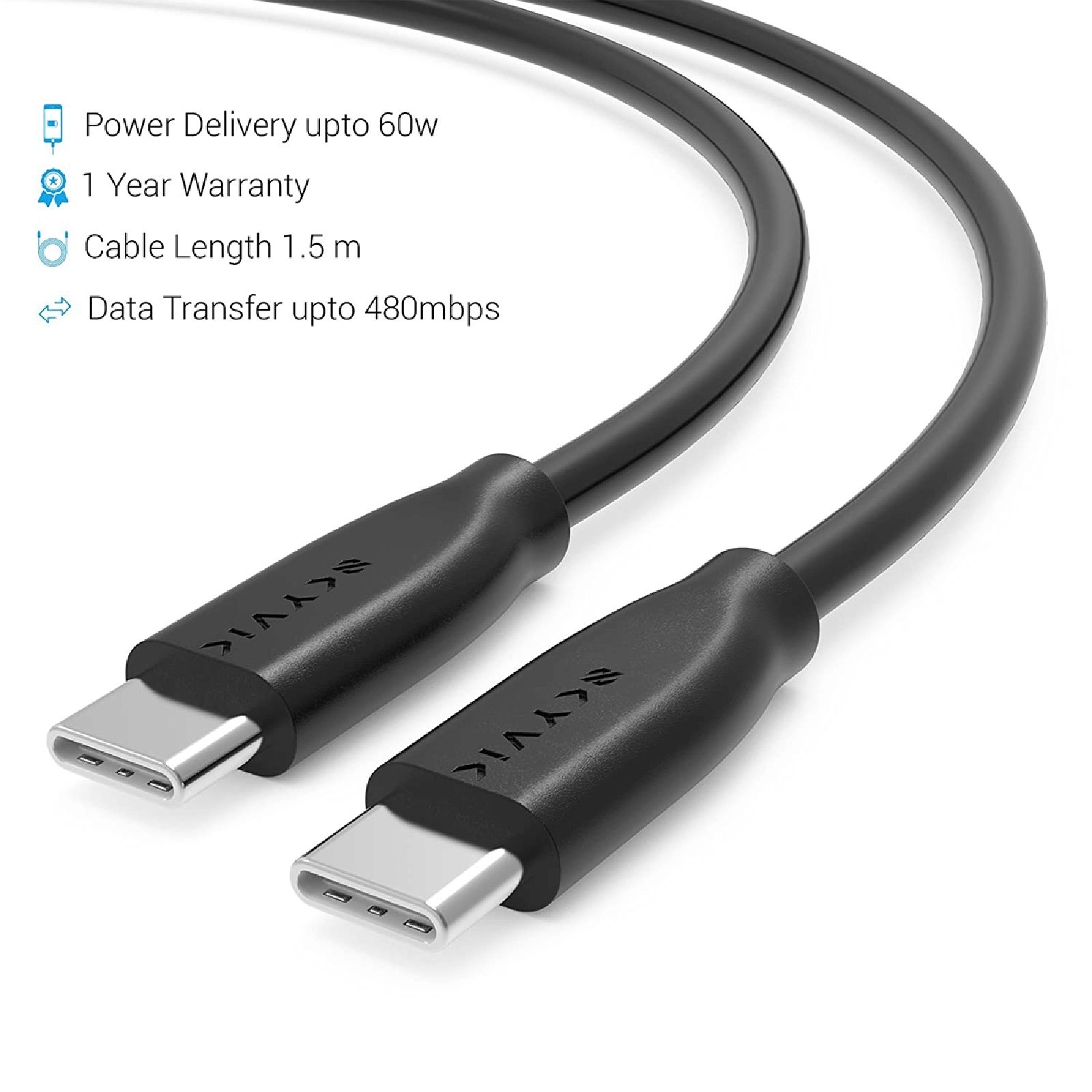 SKYVIK Blaze Type C to Type C 4.9 Feet (1.5M) Cable (High Strength Bending, Black) SKYVIK Blaze Type C to Type C 4.9 Feet (1.5M) Cable (High Strength Bending, Black)_4