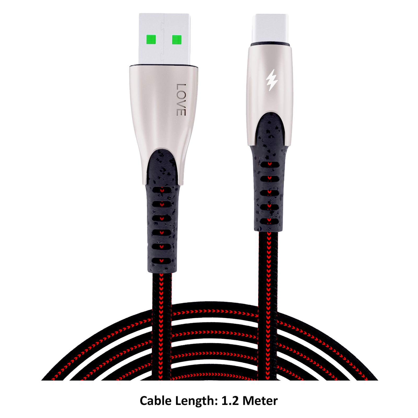 BACK-BRAINERS Love Type A to Type C 3.9 Feet (1.2M) Cable (TPE Braided, Black)_4