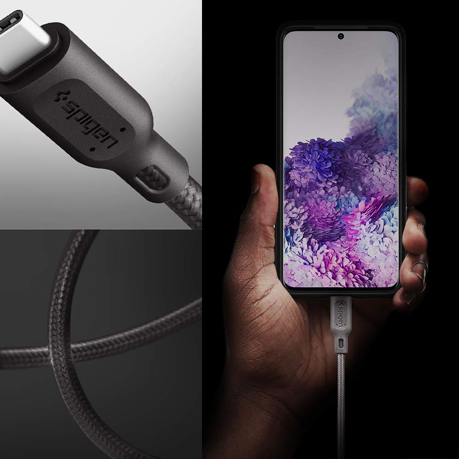 spigen Dura Sync Type C to Type C 2.9 Feet (0.9M) Cable (Fast Charging Supported, Gun Metal)_17