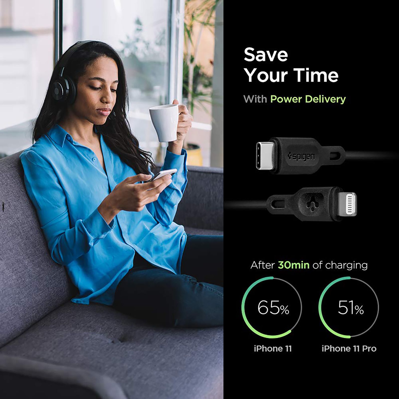 spigen Dura Sync Type C to Lightning 3.2 Feet (1M) Cable (Fast Charging Supported, Black) spigen Dura Sync Type C to Lightning 3.2 Feet (1M) Cable (Fast Charging Supported, Black)_11