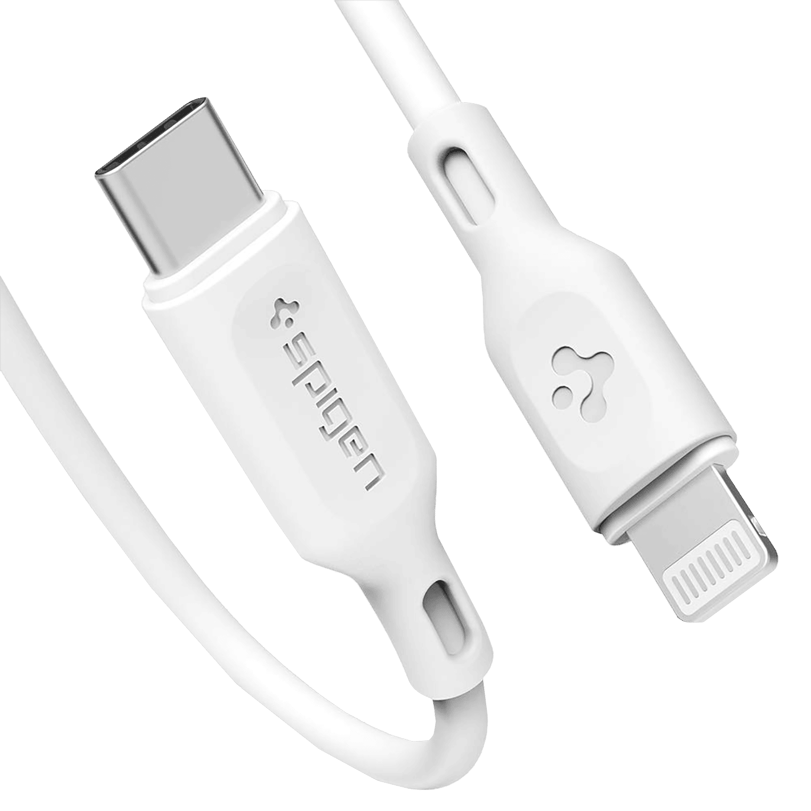 spigen Dura Sync Type C to Lightning 2.9 Feet (0.9M) Cable (Nylon Braided, White)_1