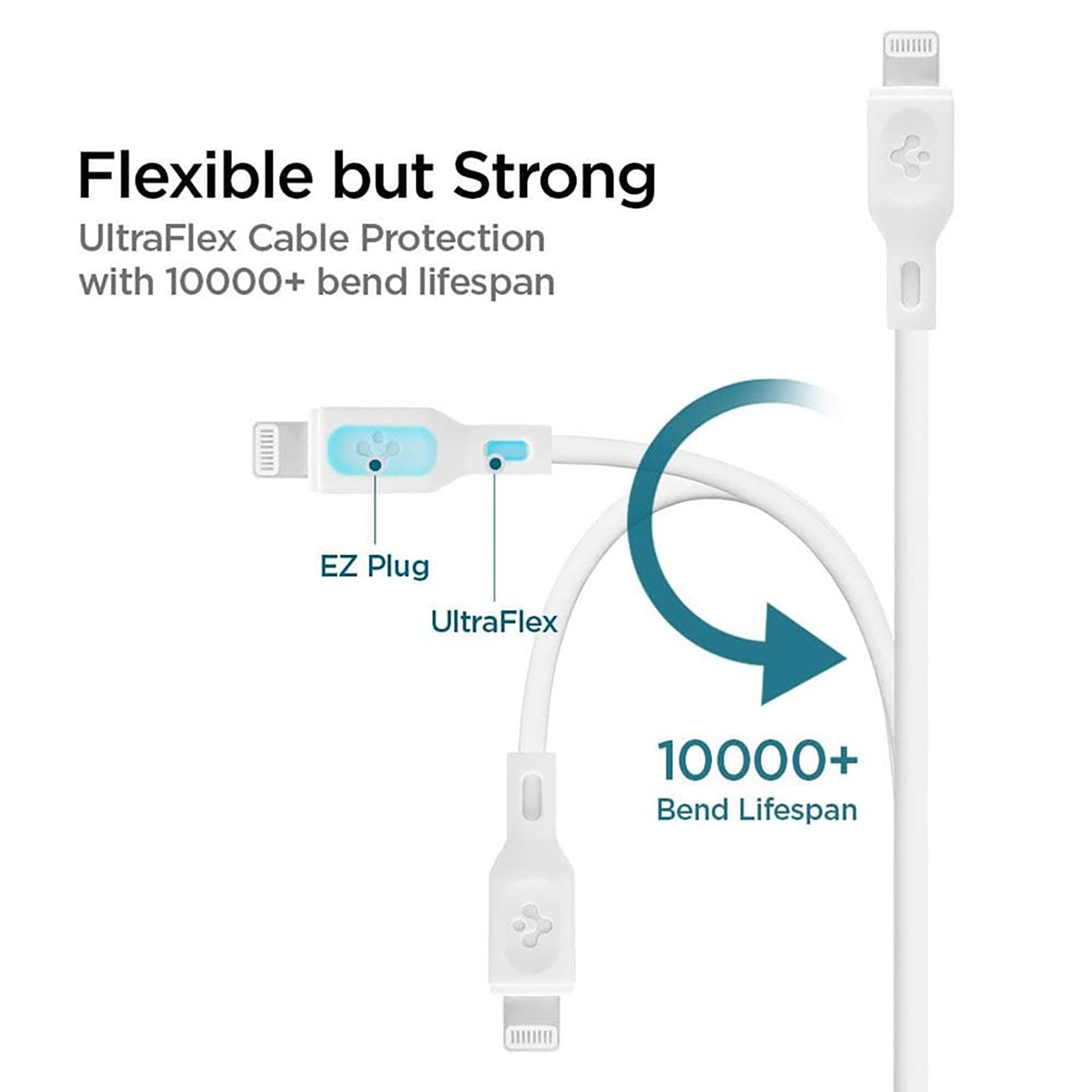 spigen Dura Sync Type C to Lightning 2.9 Feet (0.9M) Cable (Nylon Braided, White)_12