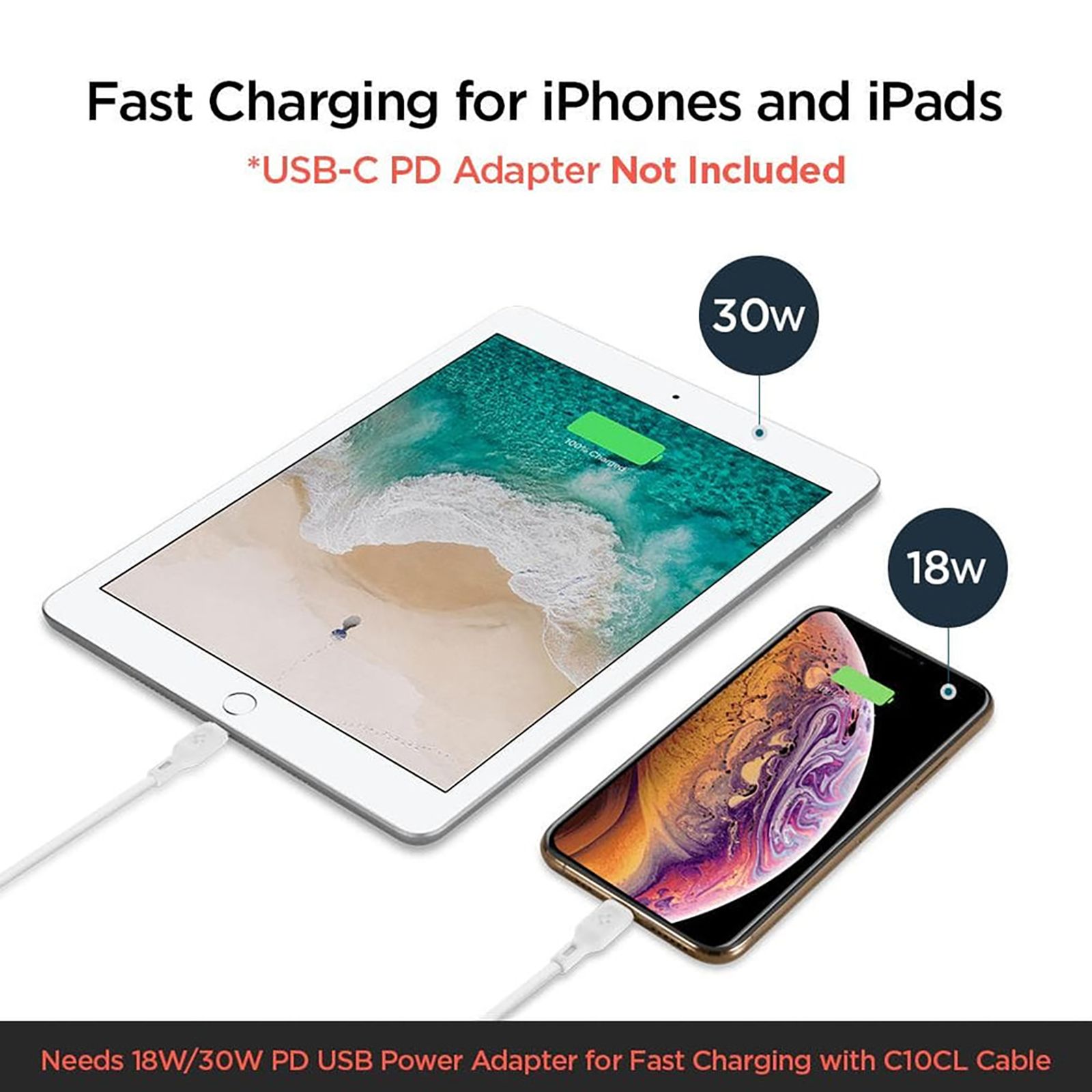spigen Dura Sync Type C to Lightning 2.9 Feet (0.9M) Cable (Nylon Braided, White)_15