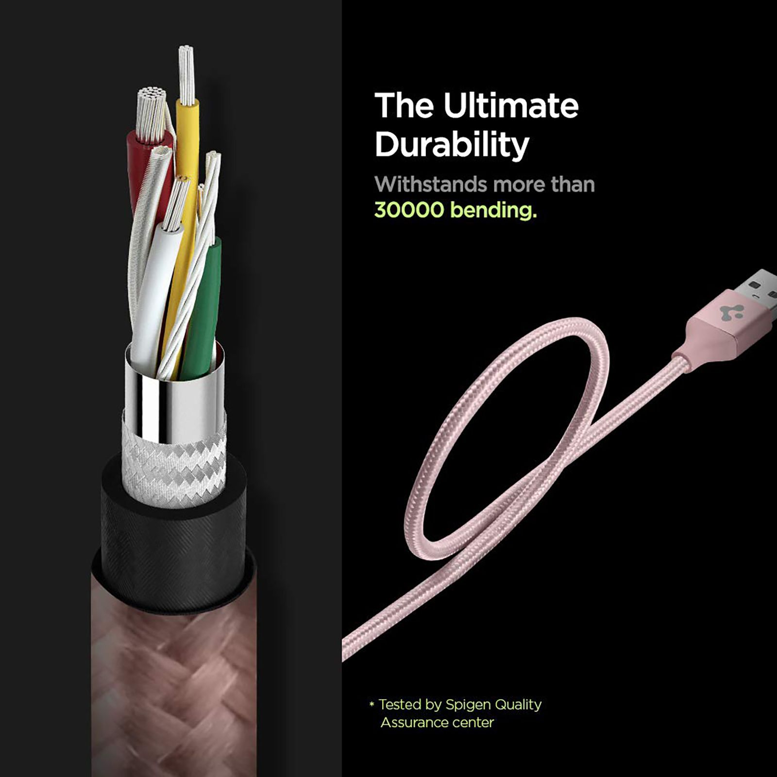 spigen Dura Sync Type A to Type C, Micro USB, Lightning 4.9 Feet (1.5M) 3-in1 Cable (Nylon Braided, Pink) spigen Dura Sync Type A to Type C, Micro USB, Lightning 4.9 Feet (1.5M) 3-in1 Cable (Nylon Braided, Pink)_7