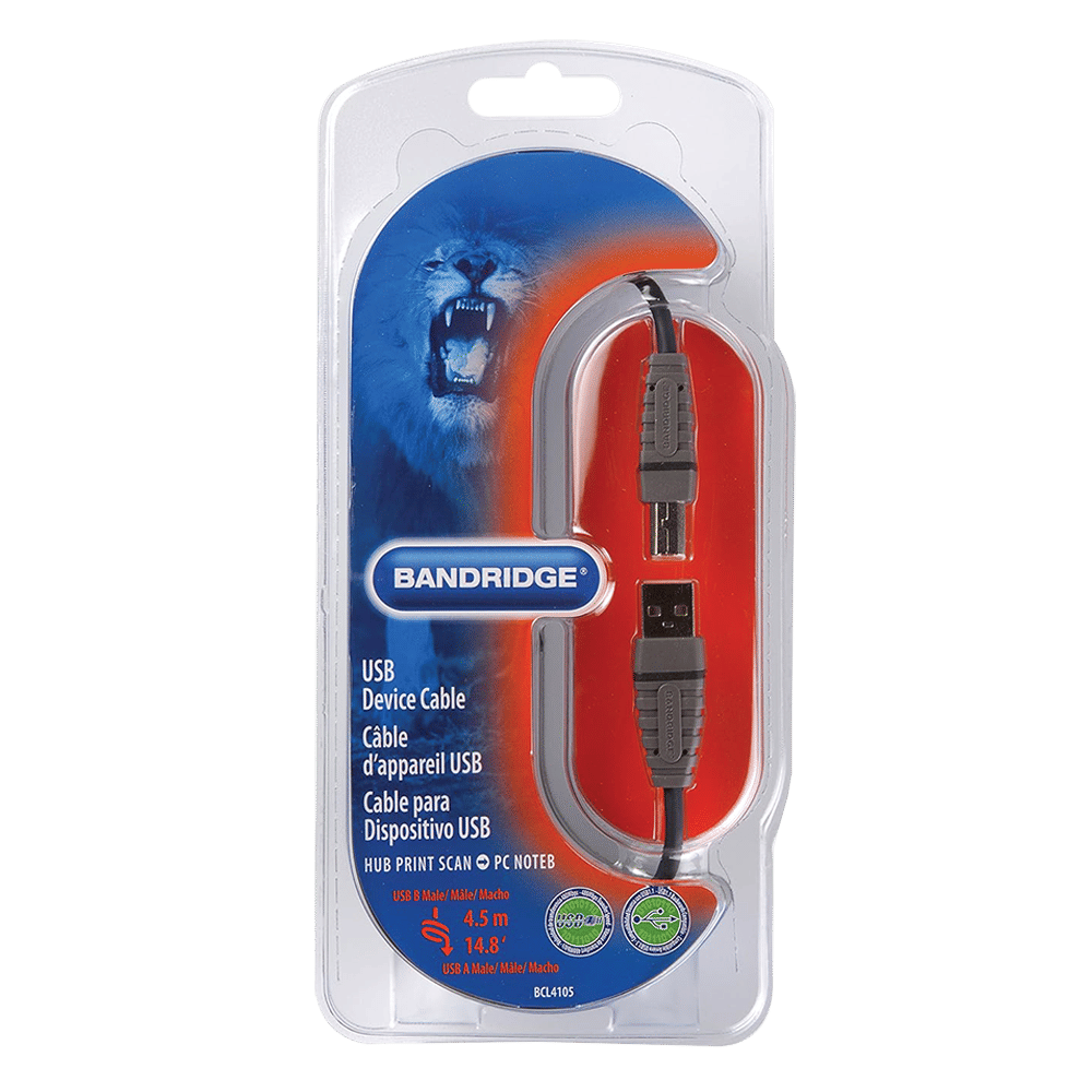 Bandridge BCL4105 Type A to Type B 14.7 Feet (4.5M) Cable (Nickel Plated Connector, Blue) Bandridge BCL4105 Type A to Type B 14.7 Feet (4.5M) Cable (Nickel Plated Connector, Blue)_9