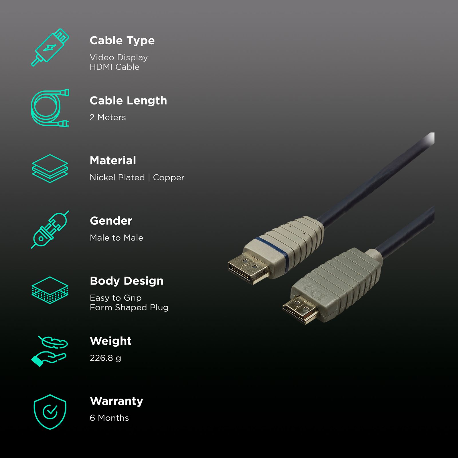 Bandridge BCL2702 DisplayPort to HDMI A Cable (Heavy Duty Durability, Black)_2