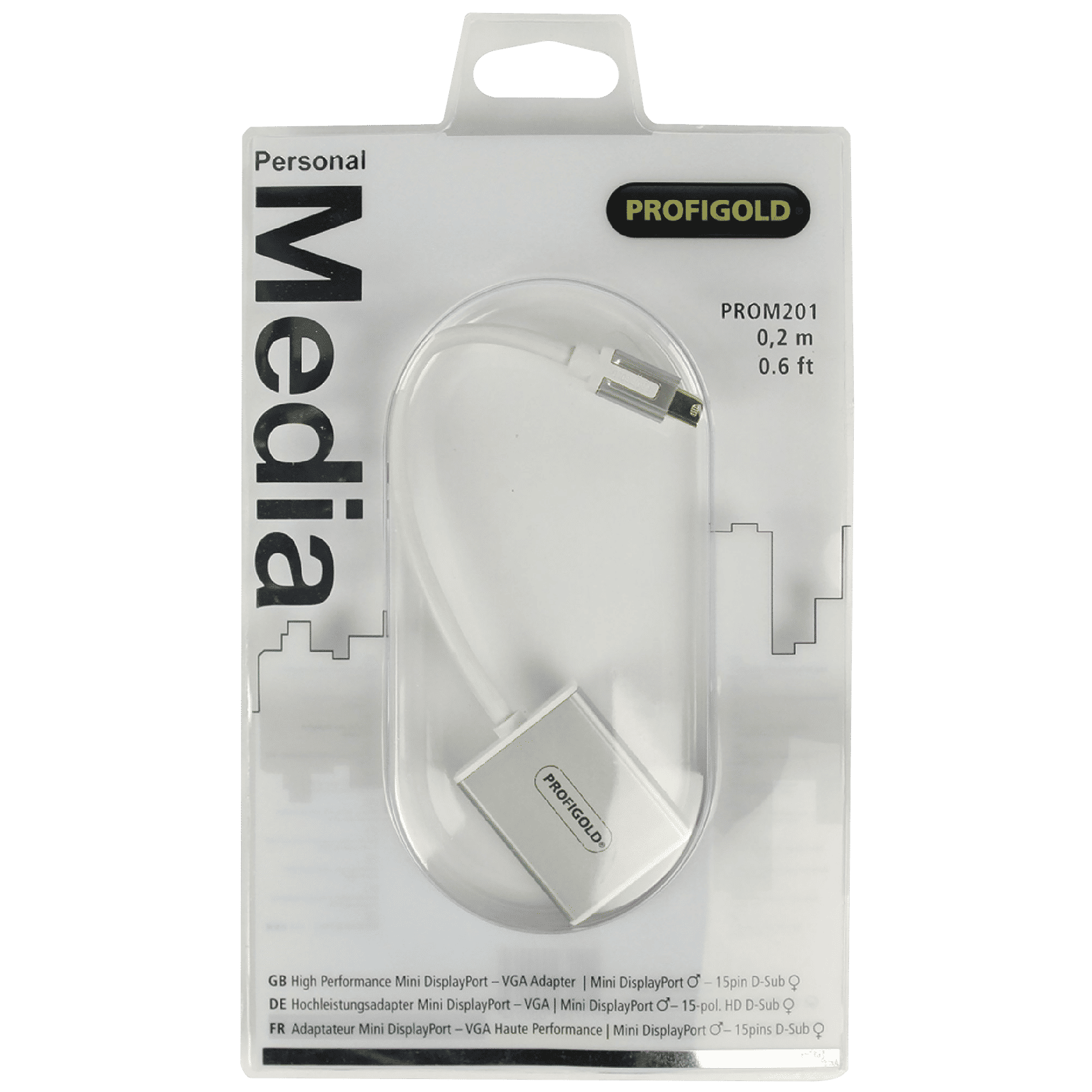 PROFIGOLD PROM201 PVC 0.2 Meter Mini DisplayPort to VGA Video Display Cable (Double Shielded Cable, White) PROFIGOLD PROM201 PVC 0.2 Meter Mini DisplayPort to VGA Video Display Cable (Double Shielded Cable, White)_6