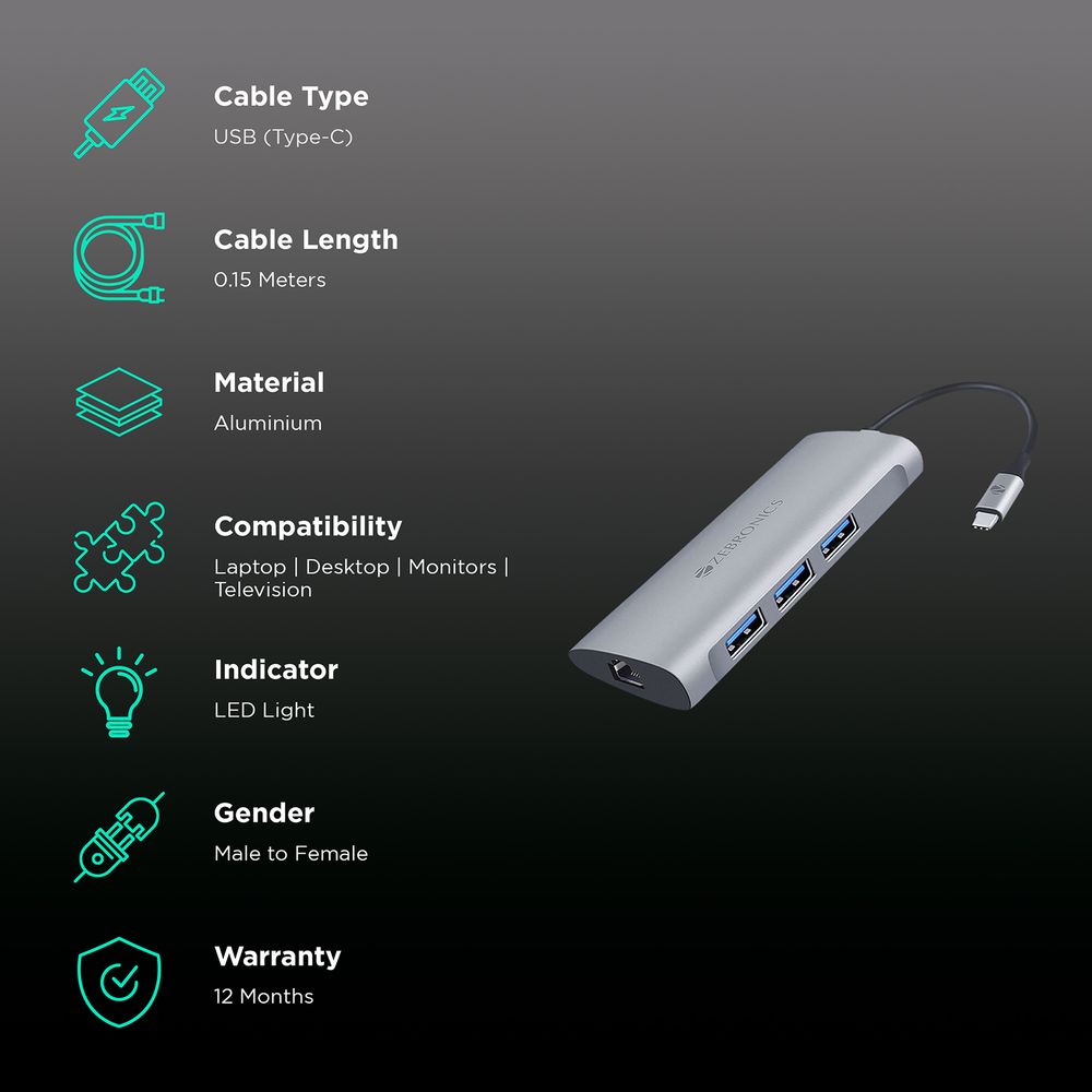 Zebronics Connector Buy Zebronics Zeb-TA1000UCL Multiport Adapter (2 LAN Ports, 6 in 1 ...