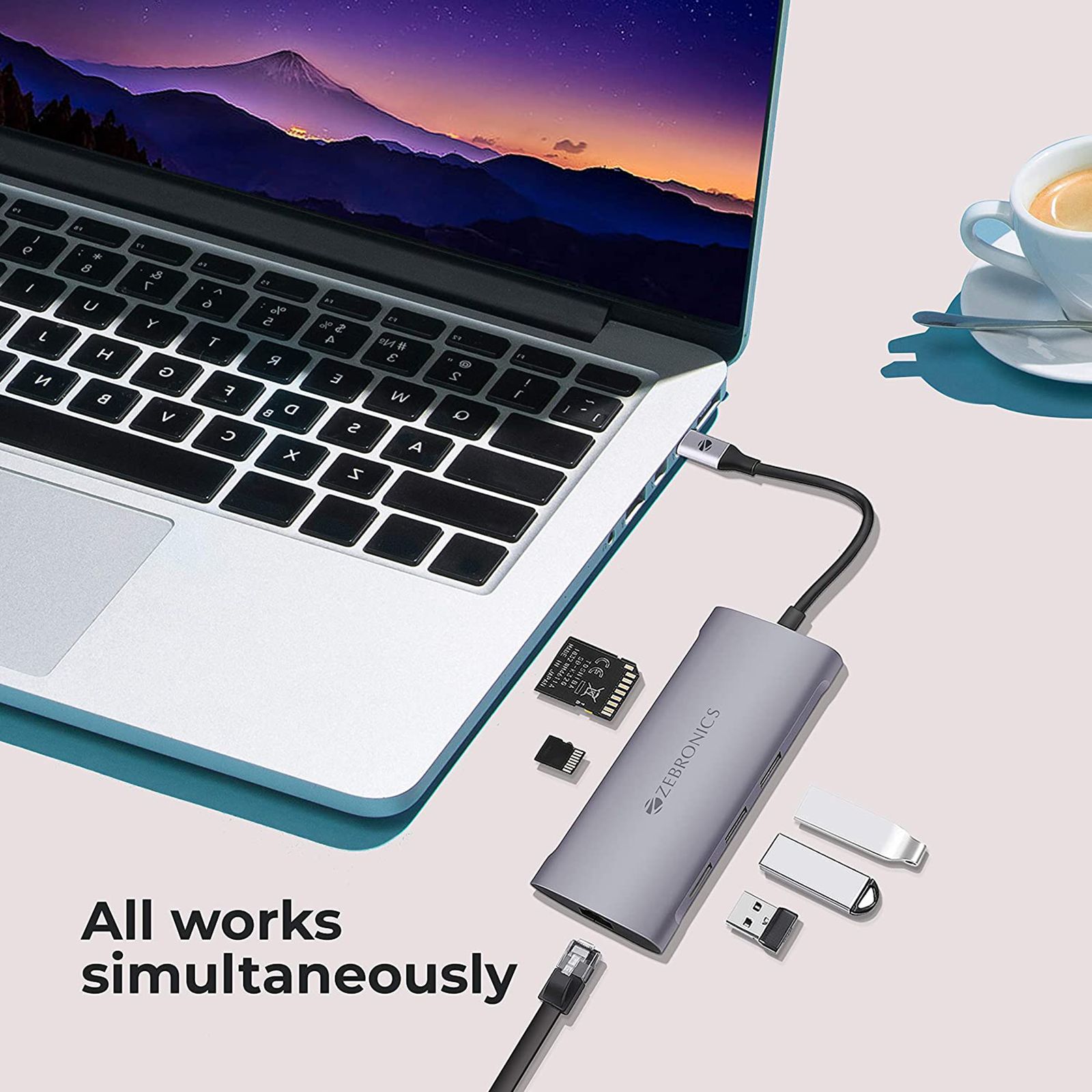 Zebronics Zeb-TA1000UCL Multiport Adapter (2 LAN Ports, 6 in 1, Aluminum body, Silver) Zebronics Zeb-TA1000UCL Multiport Adapter (2 LAN Ports, 6 in 1, Aluminum body, Silver)_5