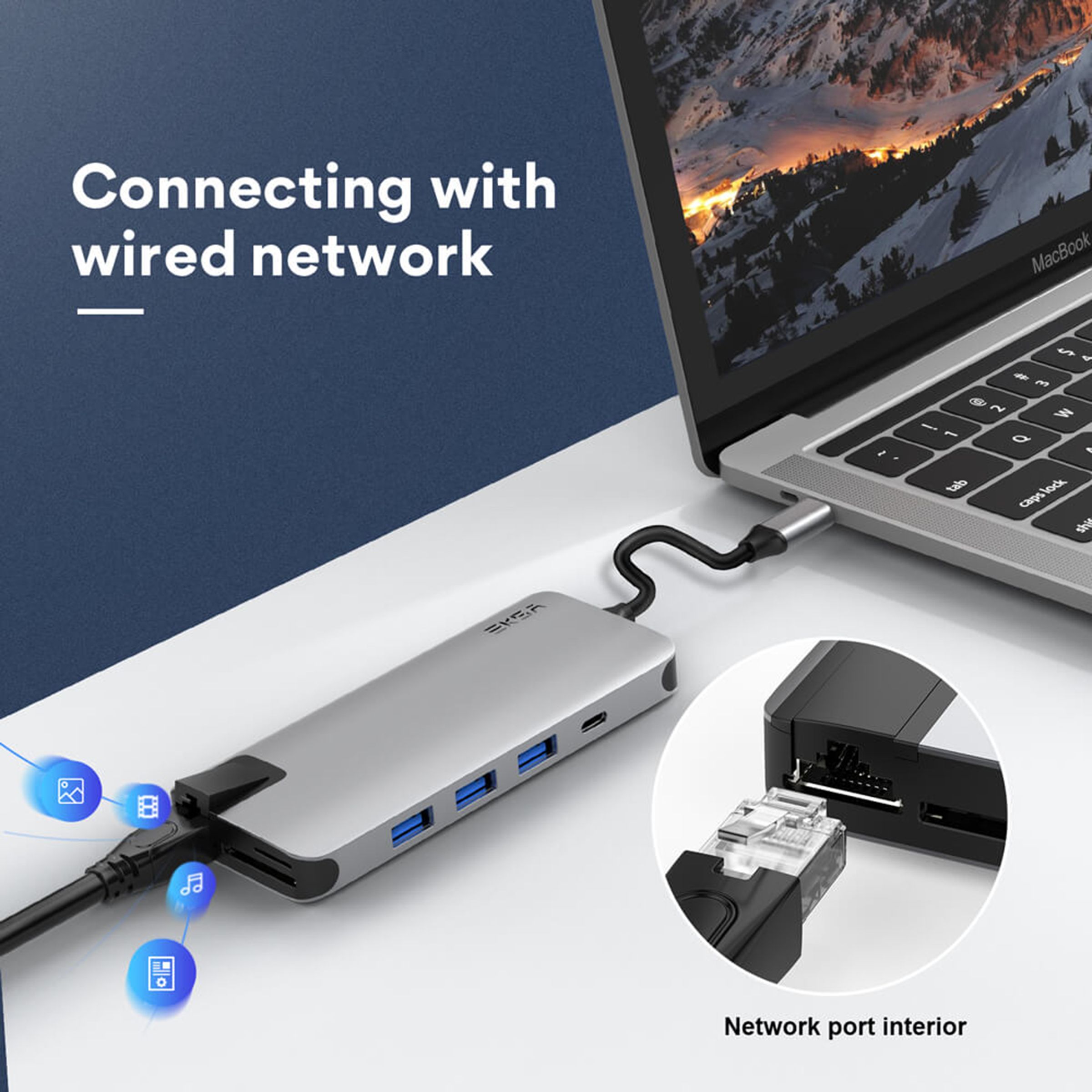 EKSA T20 USB (Type-C) to USB 3.0 Multi-Port Hub (12-in-1, Grey)_4