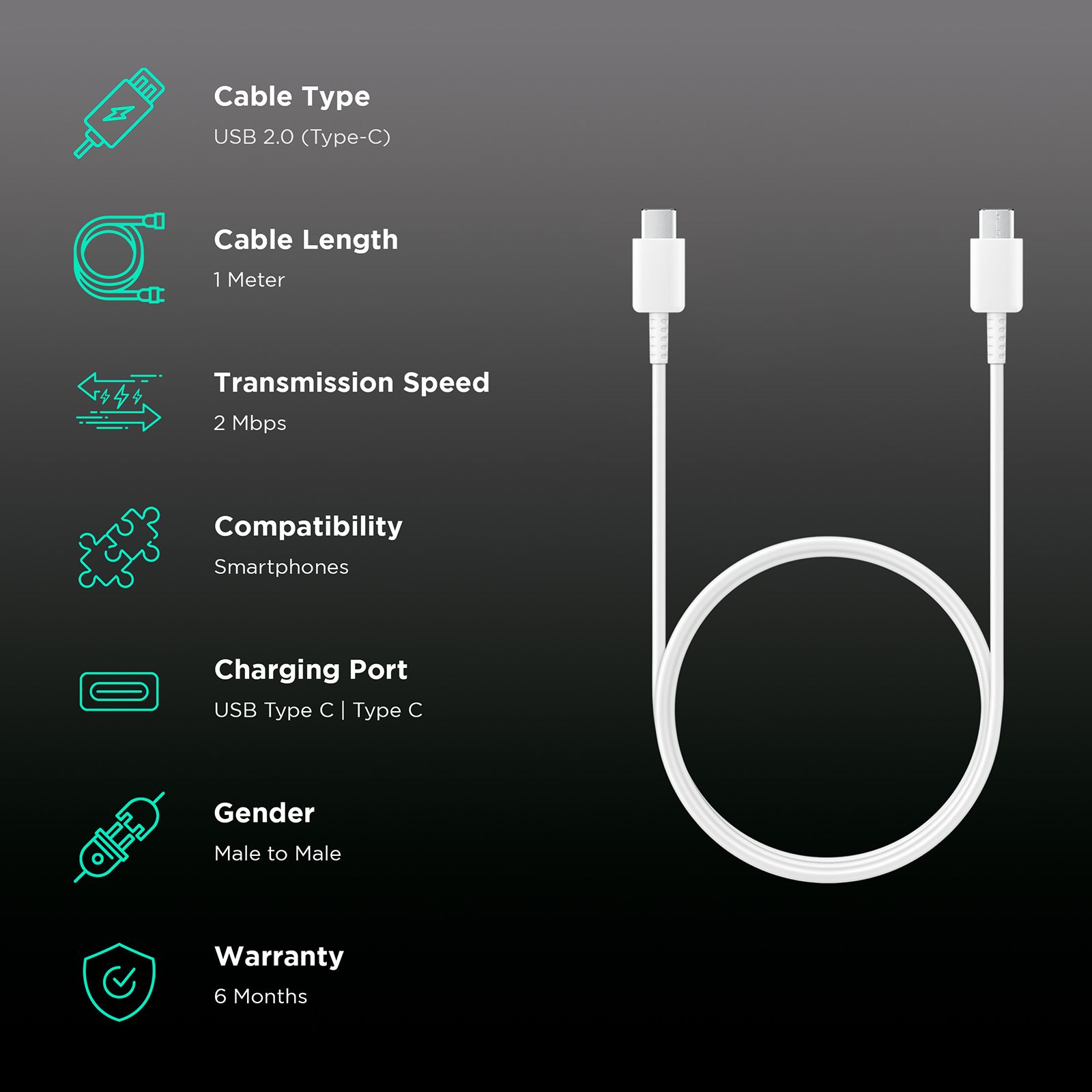 SAMSUNG Type C to Type C 3.2 Feet (1M) Cable (2 Mbps Data Speed, White) SAMSUNG Type C to Type C 3.2 Feet (1M) Cable (2 Mbps Data Speed, White)_3