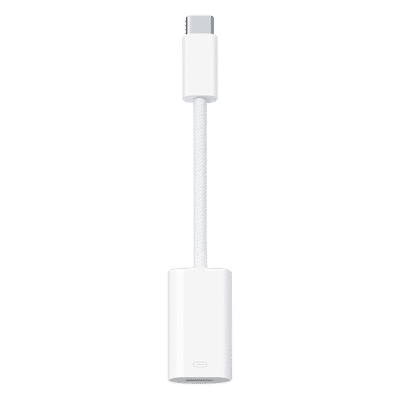 Apple Type C to Lightning Adapter (Durable Braided, White)