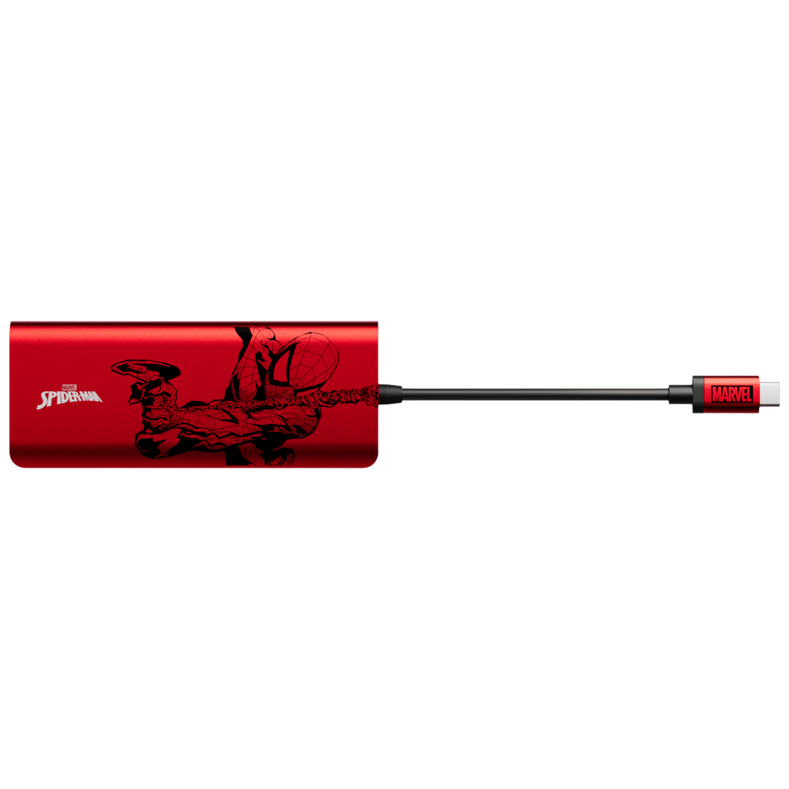 belkin Spider Man 7-in-1 USB Type C to HDMI, USB Type A, USB Type C, MicroSD Card Slot, 3.5mm Audio Jack and SD Card Slot Multi-Port Hub (4K Connect, Red)_1