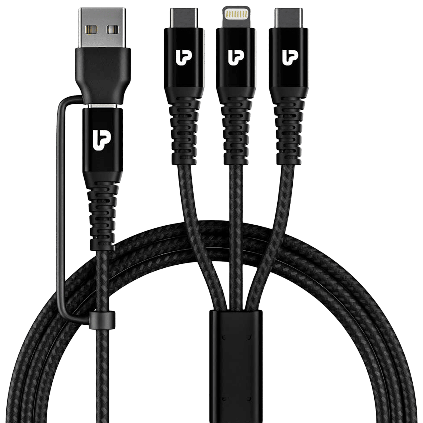 ultraprolink Trio Link Plus Type A to Type C, Type C to Type C, Lightning 4.92 Feet (1.5M) 3-in1 Cable (Nylon Braided, Black) ultraprolink Trio Link Plus Type A to Type C, Type C to Type C, Lightning 4.92 Feet (1.5M) 3-in1 Cable (Nylon Braided, Black)_1
