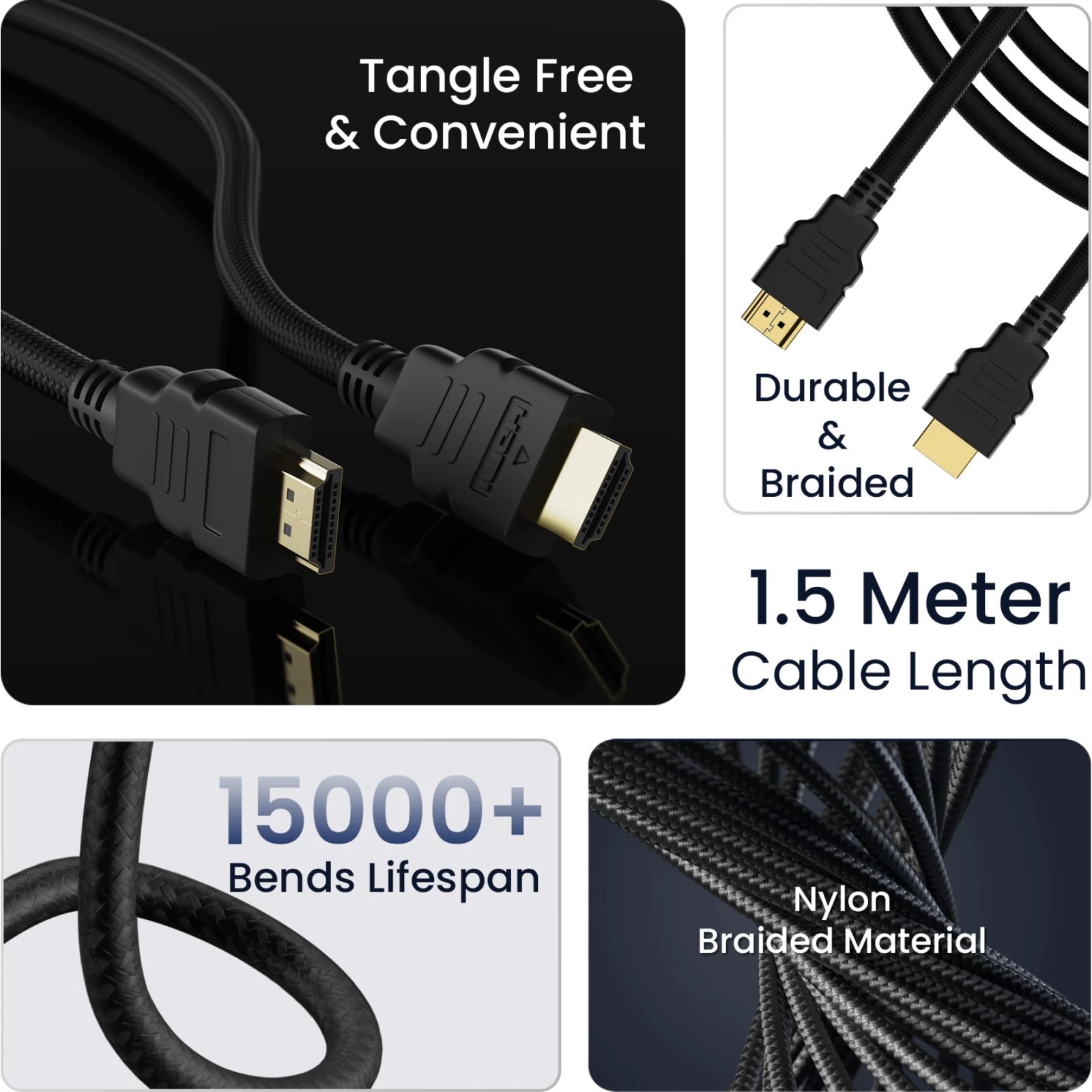 ambrane AHDMS-15 HDMI (Type A) to HDMI (Type A) Cable (Crystal Clear 4K Resolution, Black) ambrane AHDMS-15 HDMI (Type A) to HDMI (Type A) Cable (Crystal Clear 4K Resolution, Black)_6