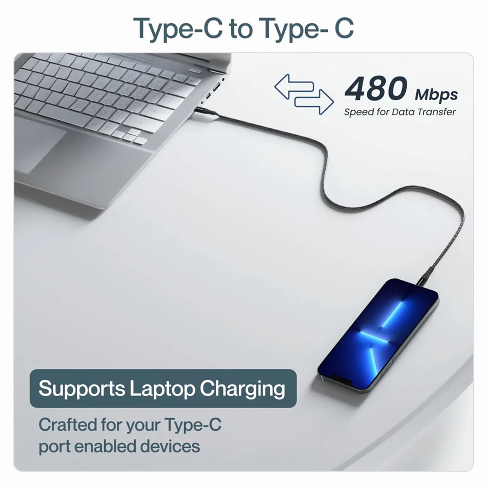 Ambrane RCTT-15 Type C to Type C 4.9 Feet (1.5M) Cable (Unbreakable, Black)_3