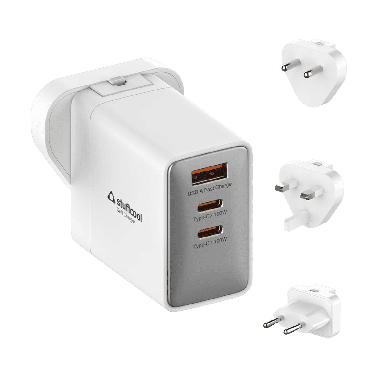 Stuffcool Nomad II 100W Type A & Type C 3-Port Fast Charger (Adapter Only, Universal Travel Compatibility, White) Stuffcool Nomad II 100W Type A & Type C 3-Port Fast Charger (Adapter Only, Universal Travel Compatibility, White)_1