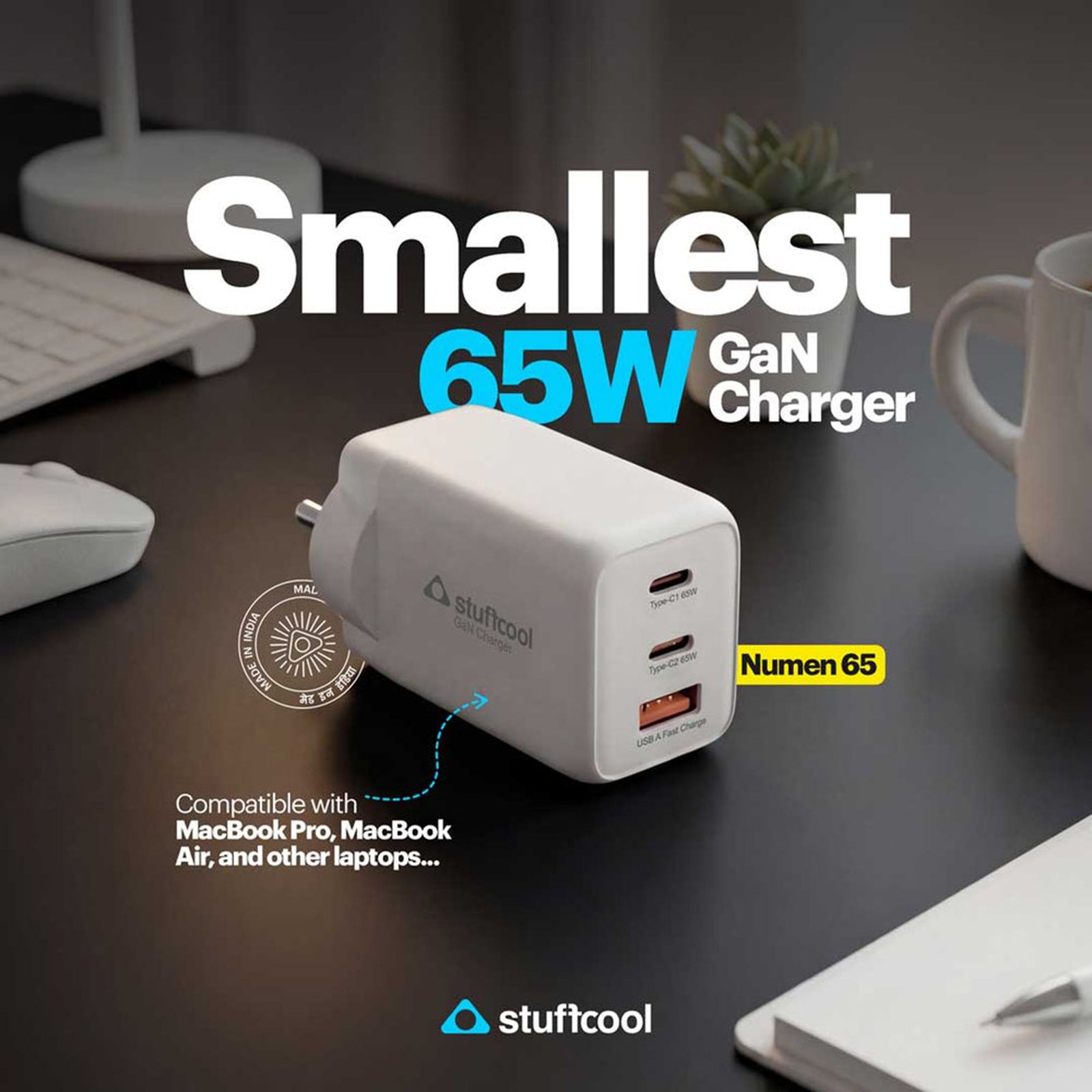 Stuffcool Numen 65W Type A & Type C 3-Port Fast Charger (Adapter Only, Short Circuit Protection, White) Stuffcool Numen 65W Type A & Type C 3-Port Fast Charger (Adapter Only, Short Circuit Protection, White)_5