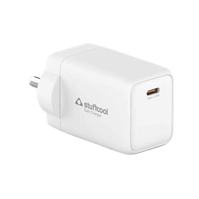 Stuffcool Numen 45W Type C Fast Charger (Type C to Type C Cable, GaN Technology, White)