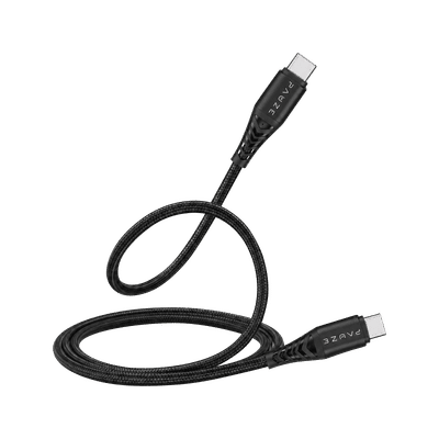 PAUZE LINK Type C to Type C 3.2 Feet (1M) Cable (65W Power Delivery, Carbon Black)