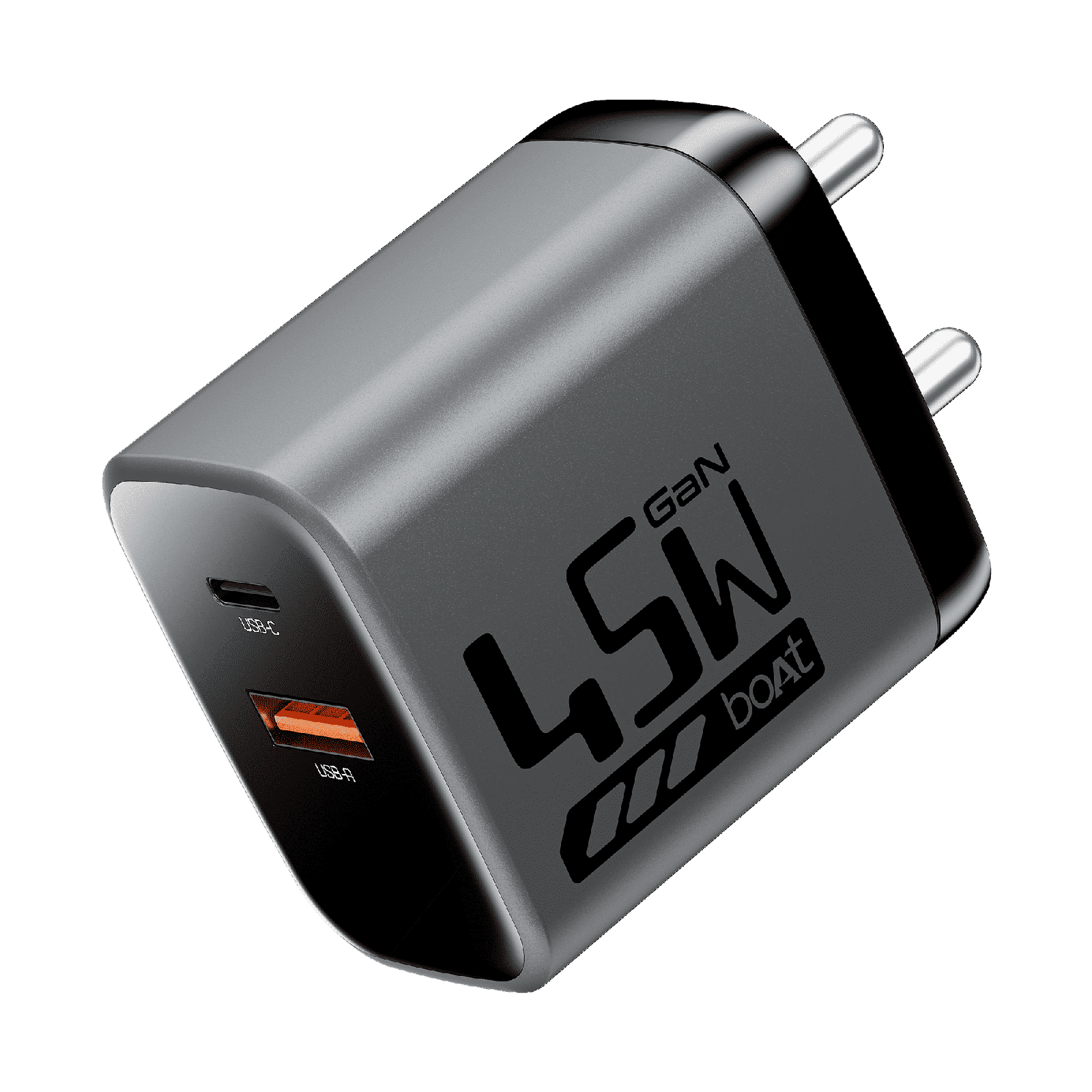 boAt 45W Type A & Type C 2-Port Fast Charger (Adapter Only, 12-Layer Smart IC Protection, Ash Grey) boAt 45W Type A & Type C 2-Port Fast Charger (Adapter Only, 12-Layer Smart IC Protection, Ash Grey)_1