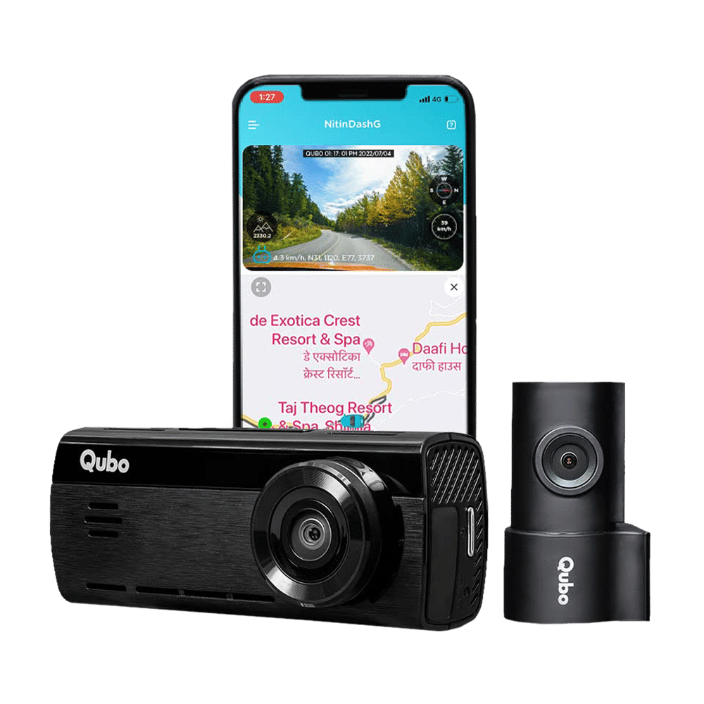 Qubo Dashcam Pro 4K UHD and 8MP Action Camera with Rear Camera (Black)_4