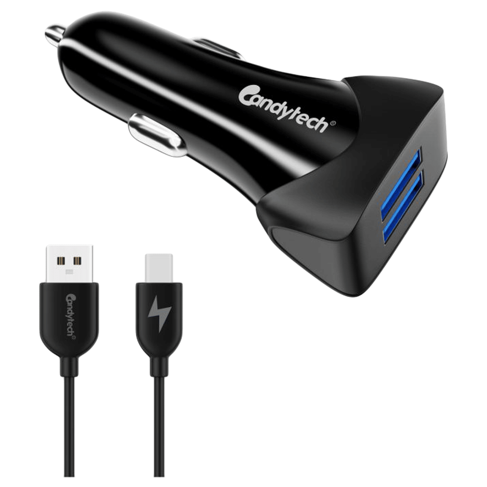 Candytech 3 Amp 2 USB Ports Car Charging Adapter (Fast Charging Capability, CC-15, Black) Candytech 3 Amp 2 USB Ports Car Charging Adapter (Fast Charging Capability, CC-15, Black)_1