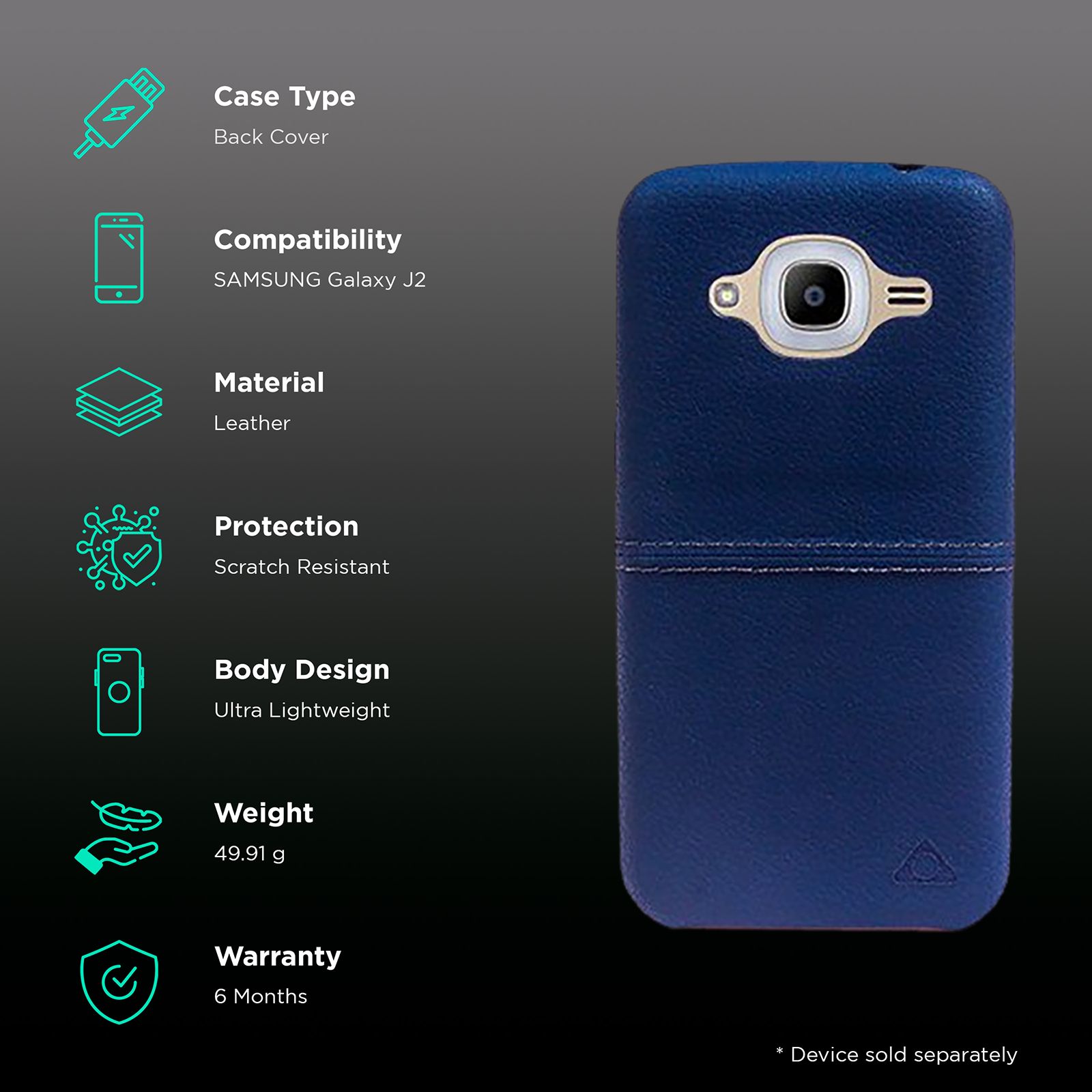stuffcool Aristo Leather Back Cover for Samsung Galaxy J2 (Camera Protection, Blue) stuffcool Aristo Leather Back Cover for Samsung Galaxy J2 (Camera Protection, Blue)_2