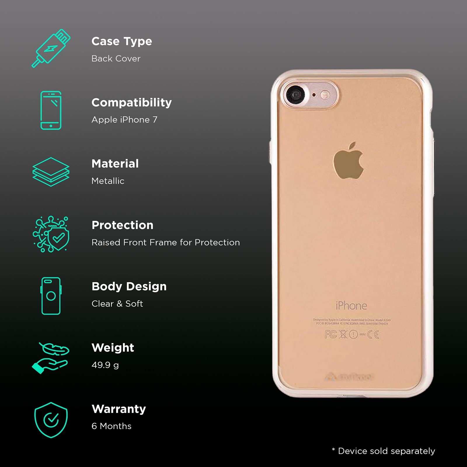 stuffcool Edge Metallic Back Cover for Apple iPhone 7 (Camera Protection, Gold) stuffcool Edge Metallic Back Cover for Apple iPhone 7 (Camera Protection, Gold)_2