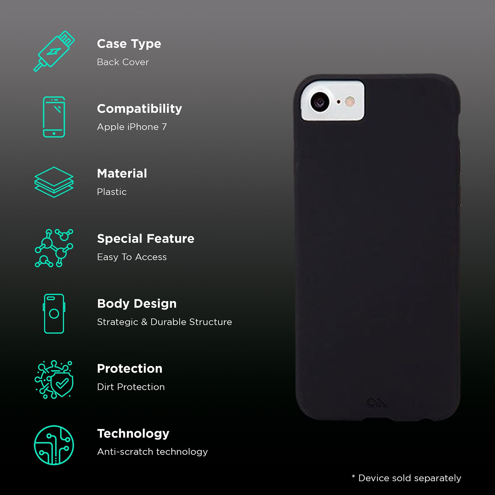 Stuffcool Barely There Plastic Back Cover for Apple iPhone 7 (Camera Protection, Black) Stuffcool Barely There Plastic Back Cover for Apple iPhone 7 (Camera Protection, Black)_2